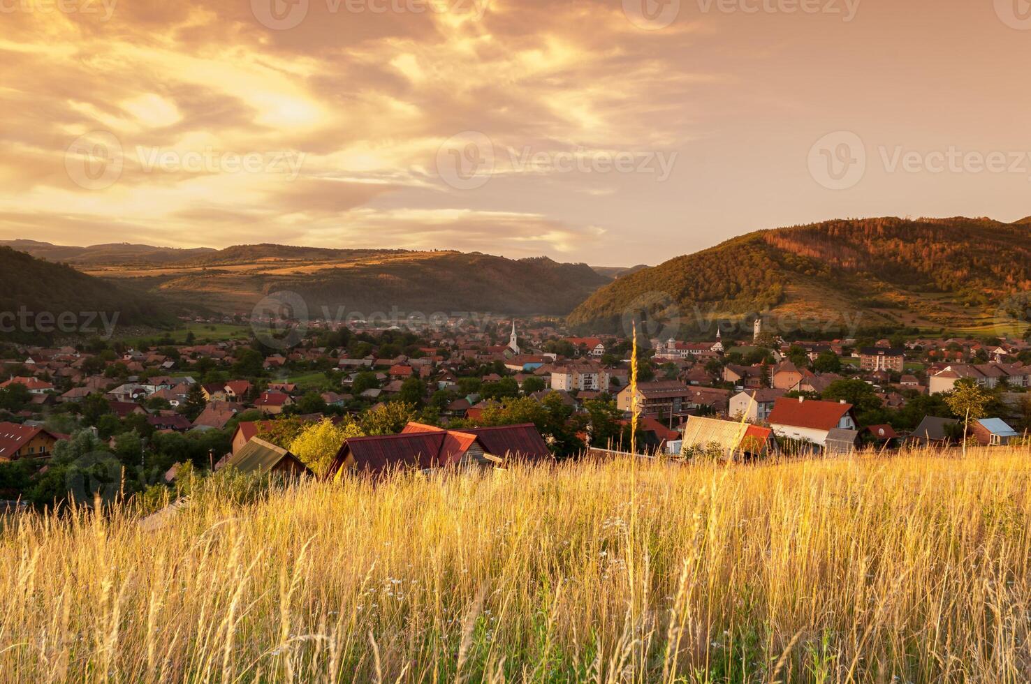 View of Praid commune from the hills around it photo