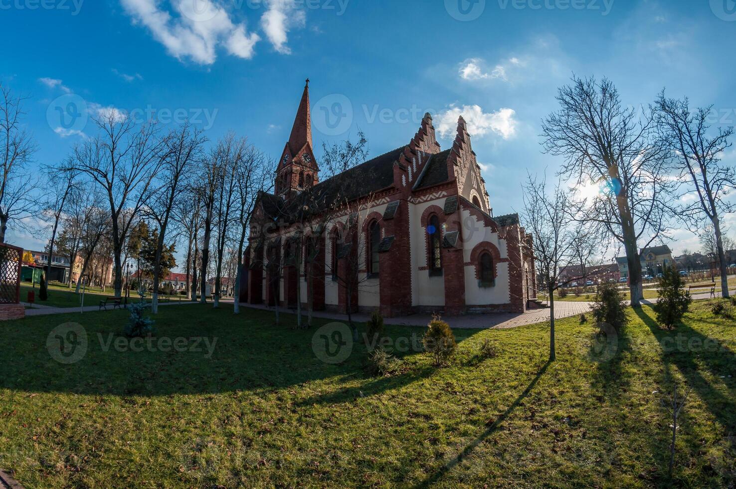 Fisheye view of a reformed church built in 1897 photo