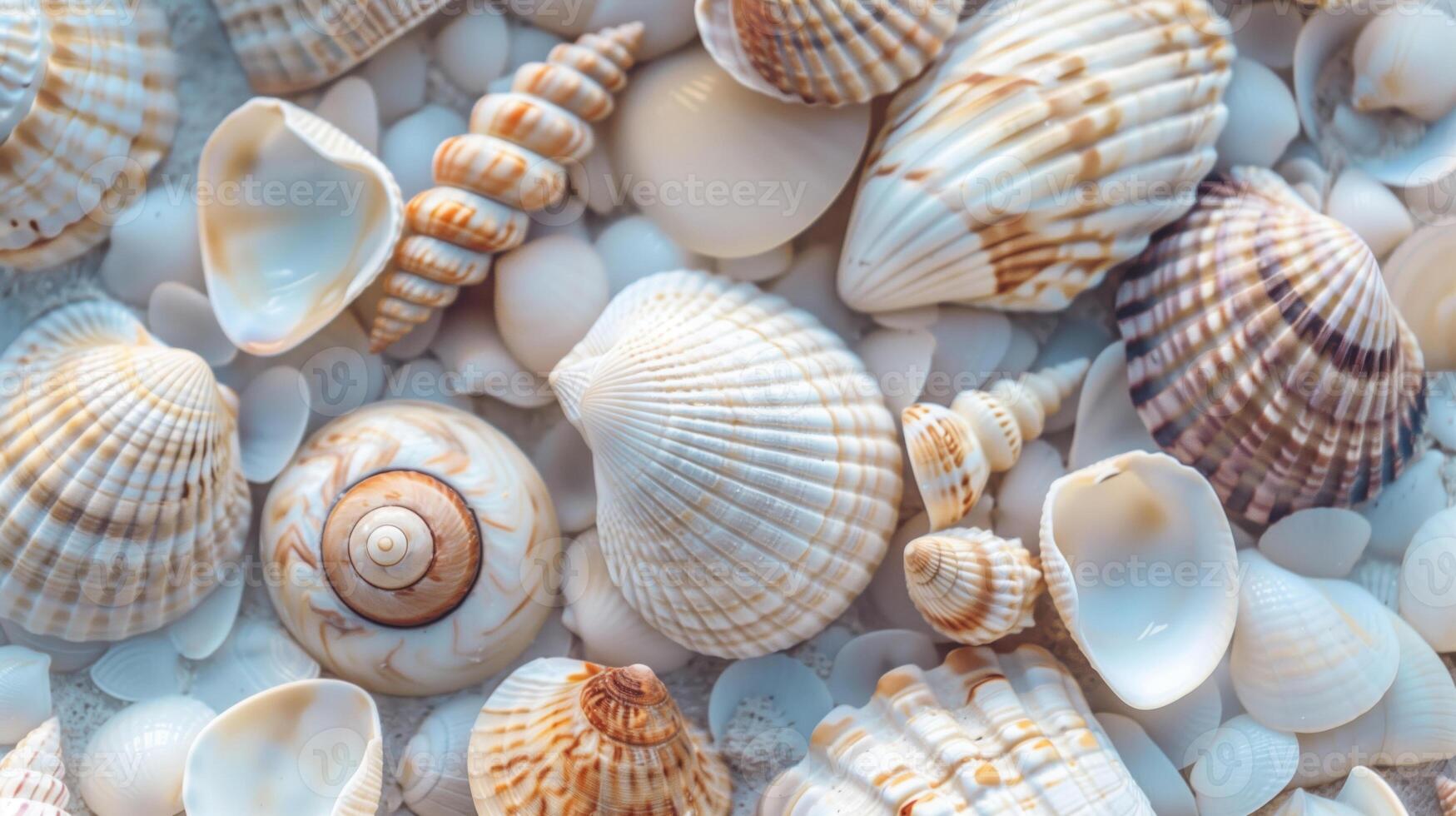 Close-up image of different colorful shells photo
