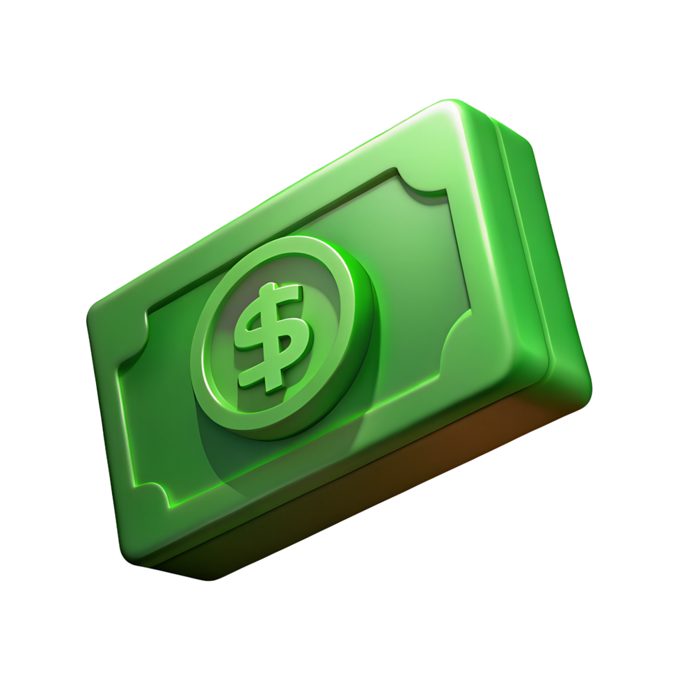 3D green banknote png