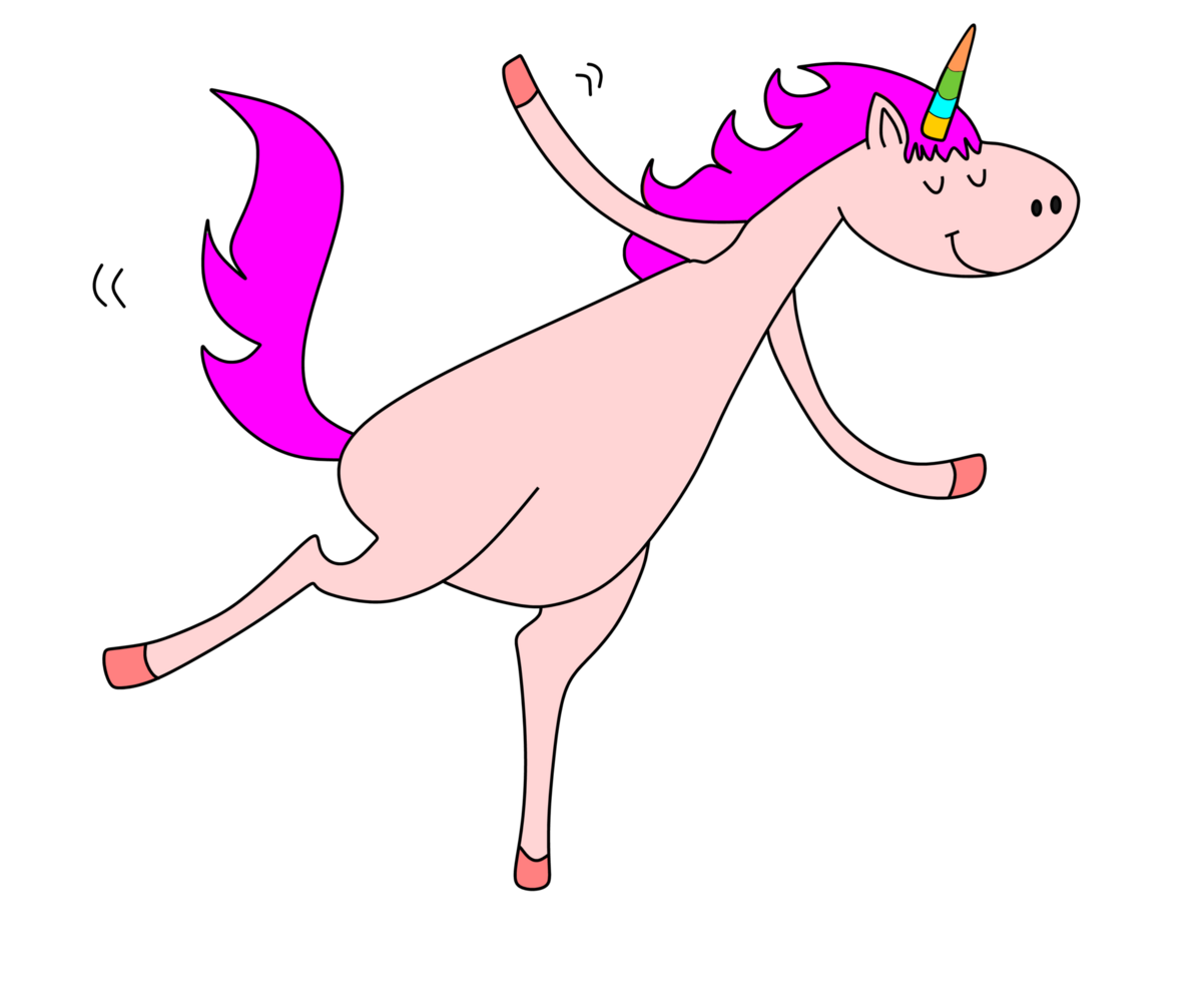 Dancing pink unicorn png