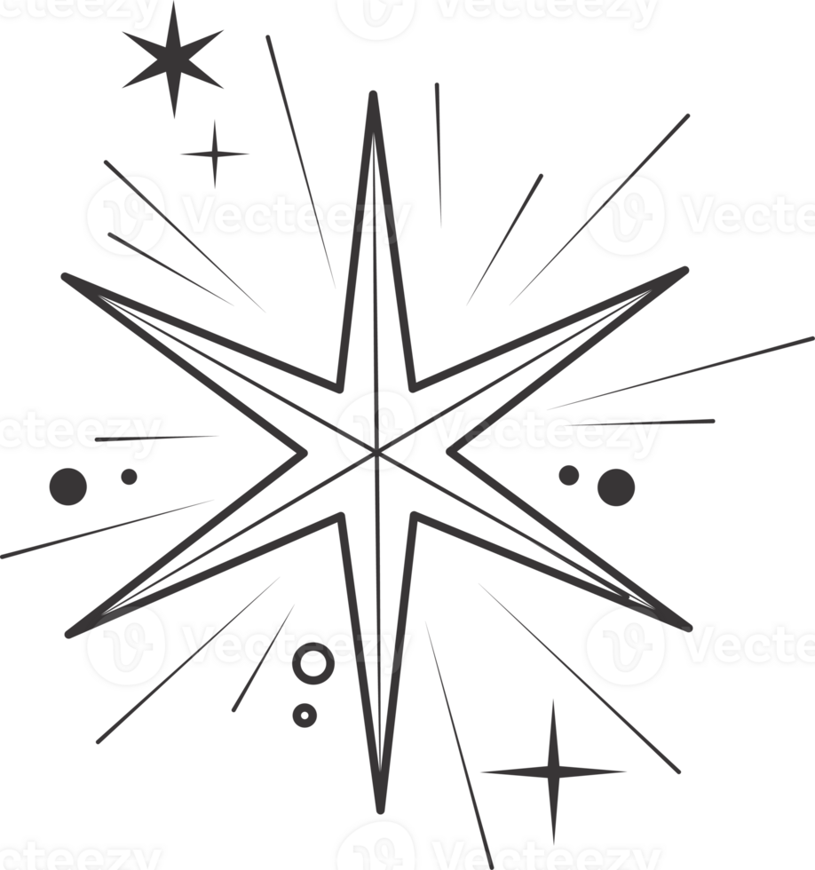 Line icon of stars. Sparks and shiny elements. Abstract glitter symbol with light effect. Minimal Y2K magic twinkles png