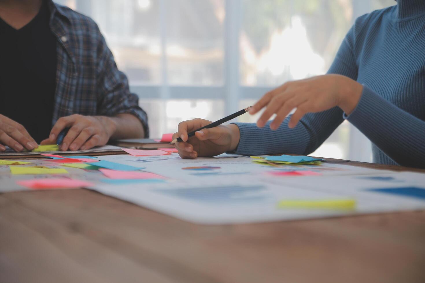 Team of business people working together in the meeting room office, teamwork background charts and graphs banner, double exposure successful teamwork,business planning concept. photo