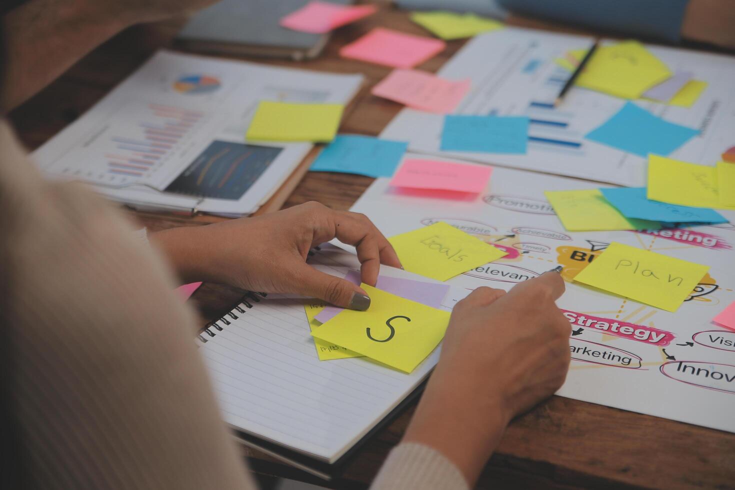 Team of business people working together in the meeting room office, teamwork background charts and graphs banner, double exposure successful teamwork,business planning concept. photo