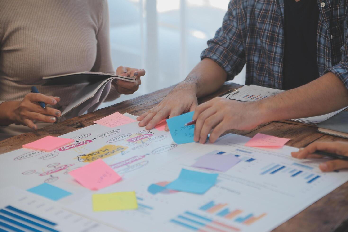 Team of business people working together in the meeting room office, teamwork background charts and graphs banner, double exposure successful teamwork,business planning concept. photo