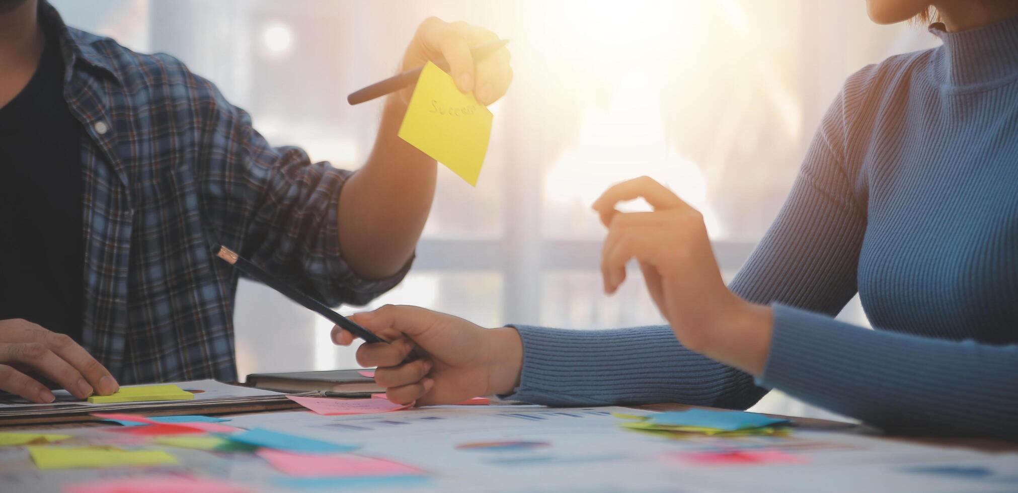 Team of business people working together in the meeting room office, teamwork background charts and graphs banner, double exposure successful teamwork,business planning concept. photo