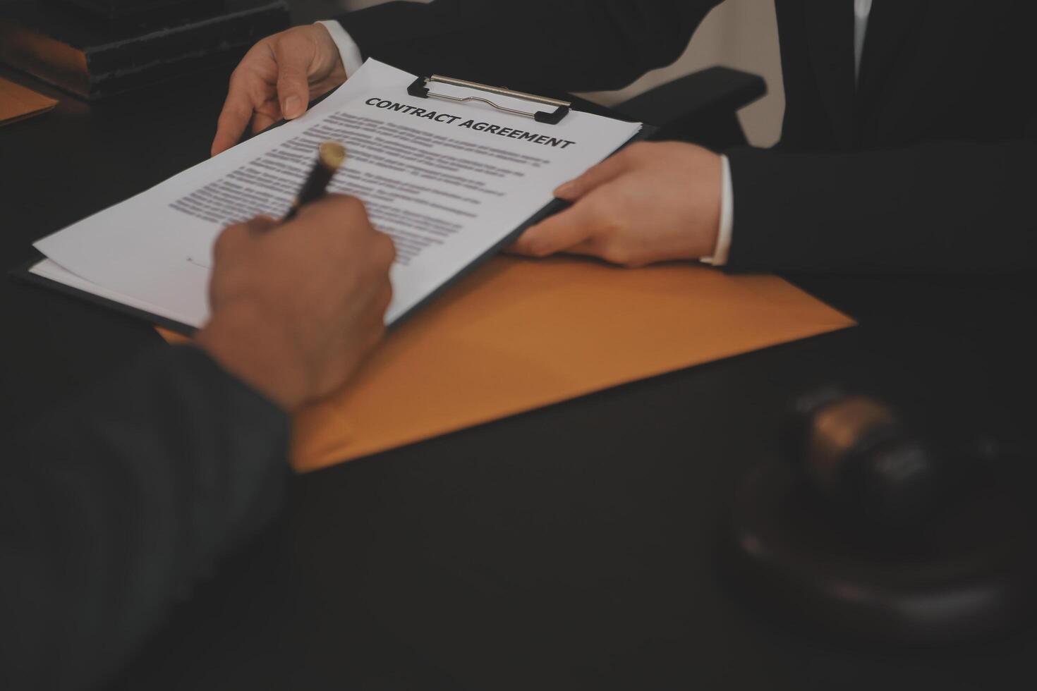 Law theme, gavel or mallet of the judge, lawyer enforcement officers, evidence-based cases taken into account in the court abount business, legislation. photo