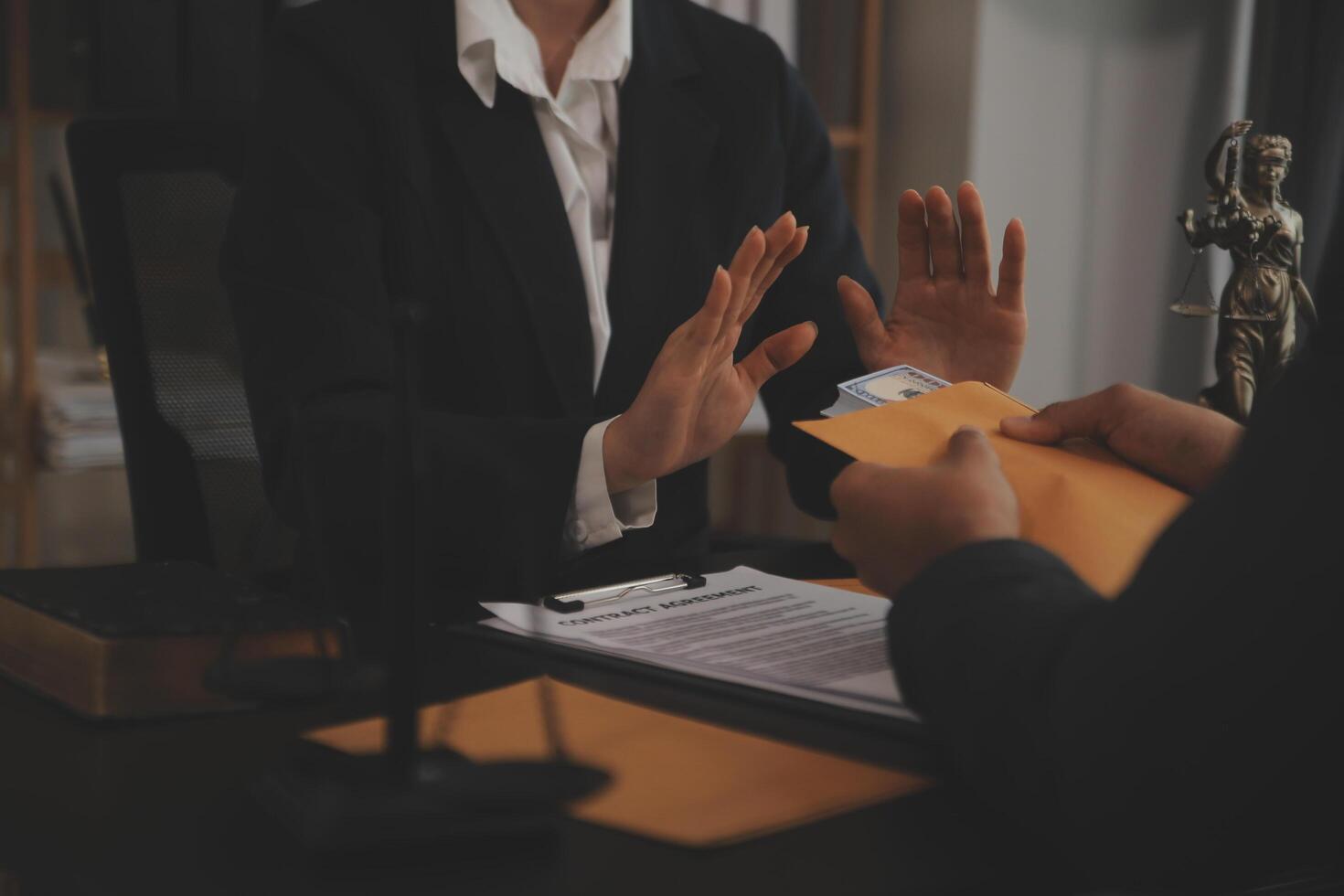 Law theme, gavel or mallet of the judge, lawyer enforcement officers, evidence-based cases taken into account in the court abount business, legislation. photo