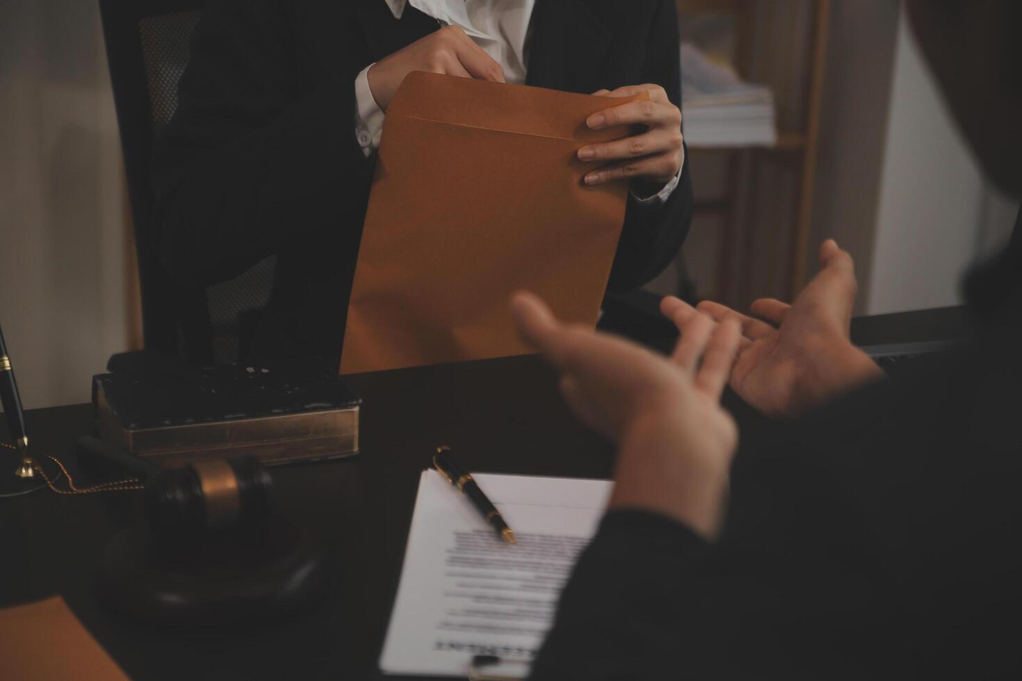 Law theme, gavel or mallet of the judge, lawyer enforcement officers, evidence-based cases taken into account in the court abount business, legislation. photo