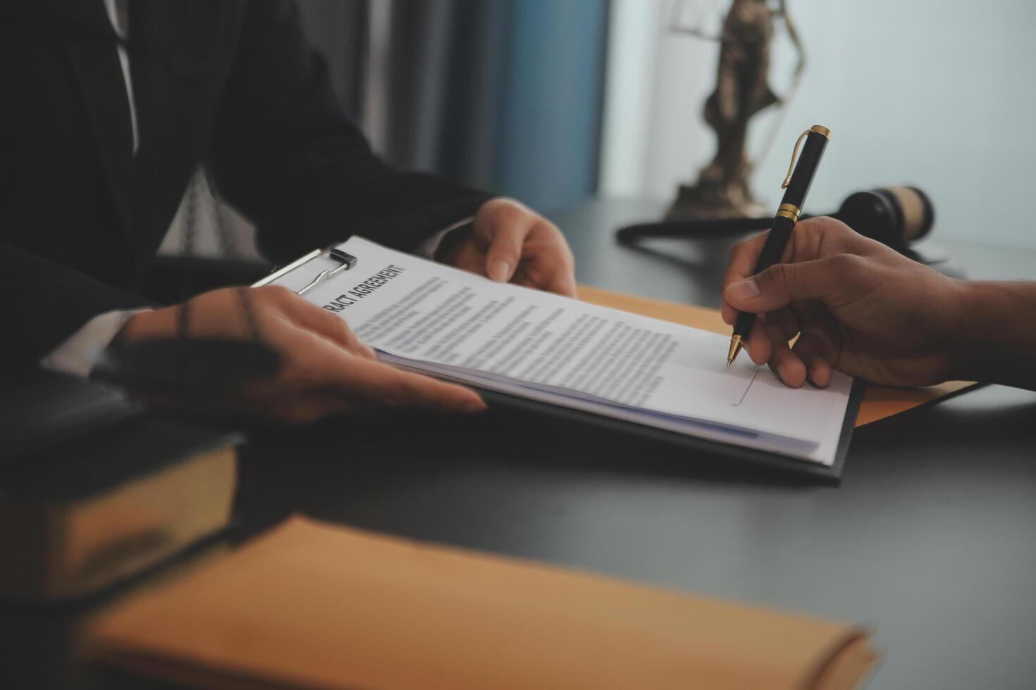 Law theme, gavel or mallet of the judge, lawyer enforcement officers, evidence-based cases taken into account in the court abount business, legislation. photo