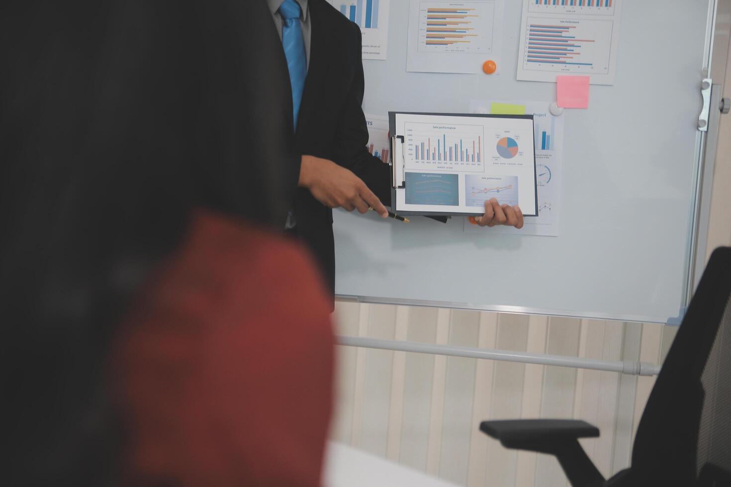 Audit concept,Administrator business man financial inspector and secretary making report calculating balance. Internal Revenue Service checking document. photo