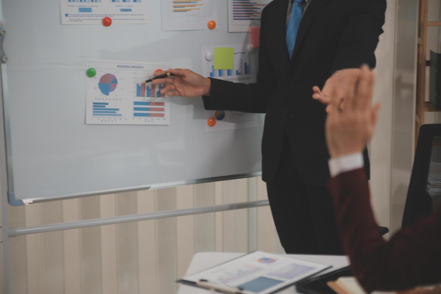 Audit concept,Administrator business man financial inspector and secretary making report calculating balance. Internal Revenue Service checking document. photo