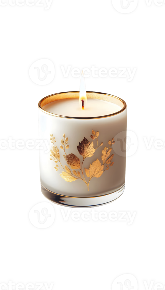 gold design Candle on transparent background png