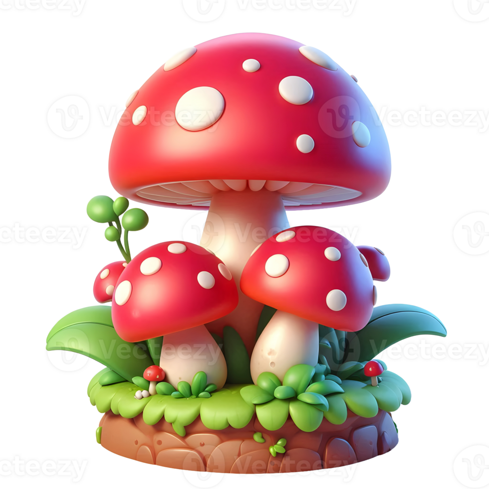 Mushrooms grass isolated png