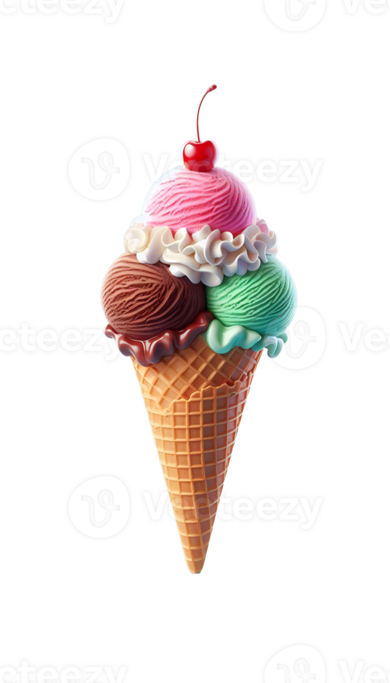 Ice cream cone with chocolate png