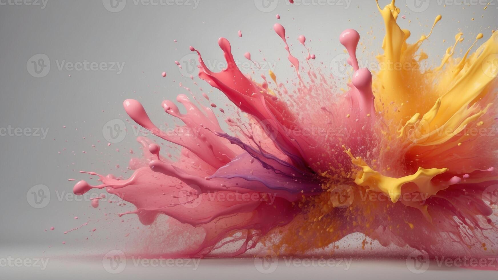 Abstract colorful splash with gradient hues of pink and yellow. photo
