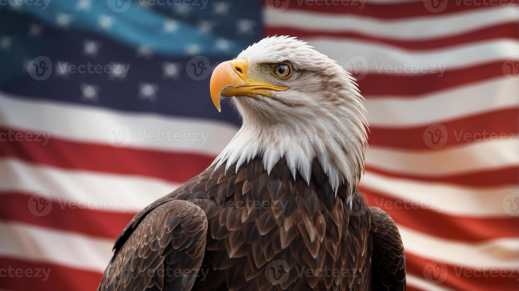 American Bald Eagle with Vibrant Abstract Background. photo