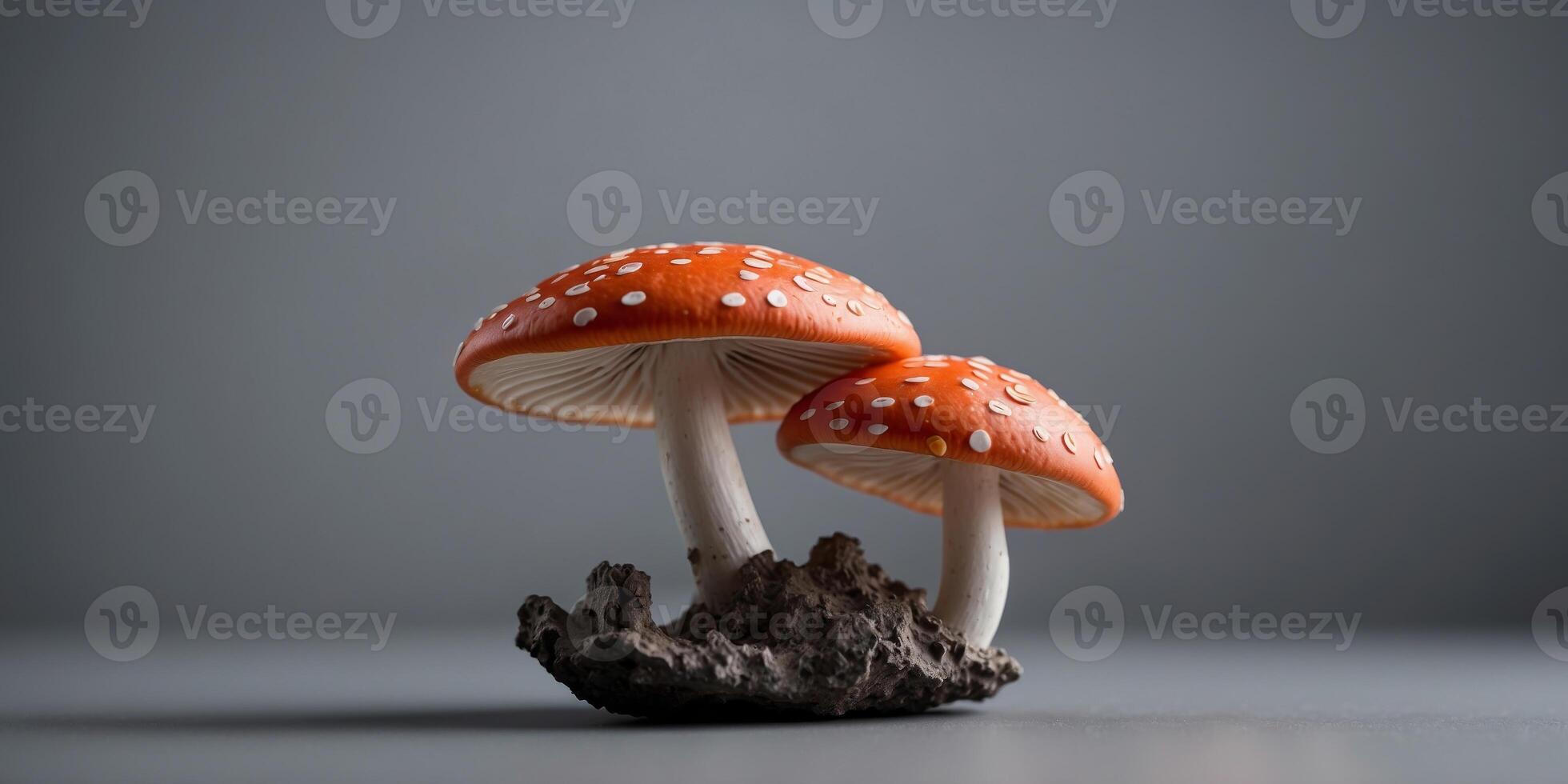 Minimalist modern mushroom sculpture on gray background. photo