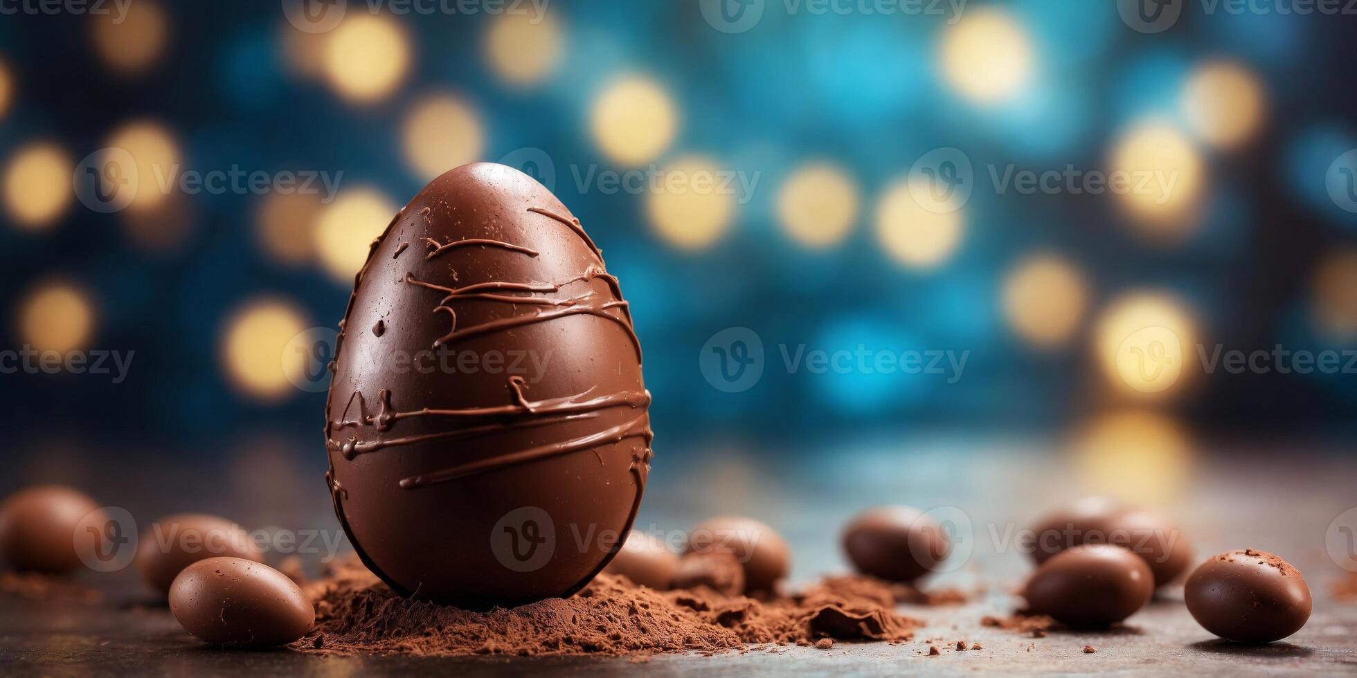 Close up of a chocolate egg Easter concept. photo