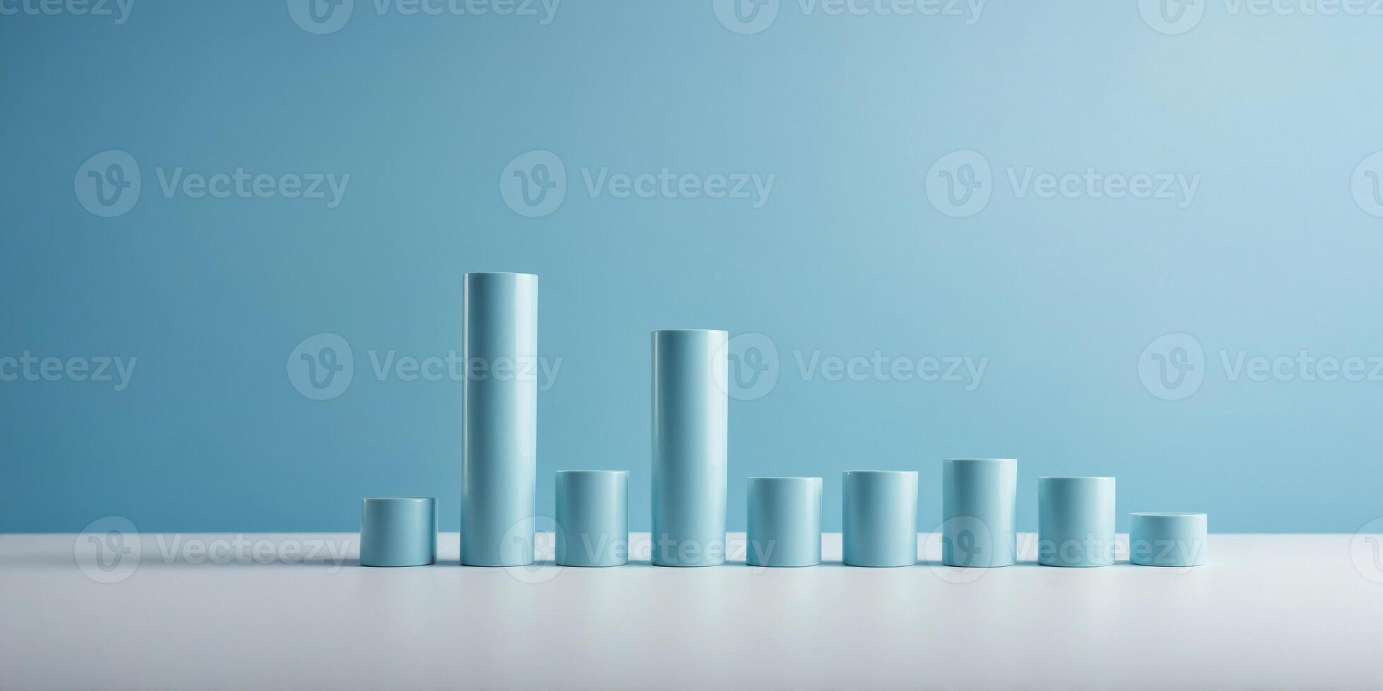 a white bar graph on light blue background. photo