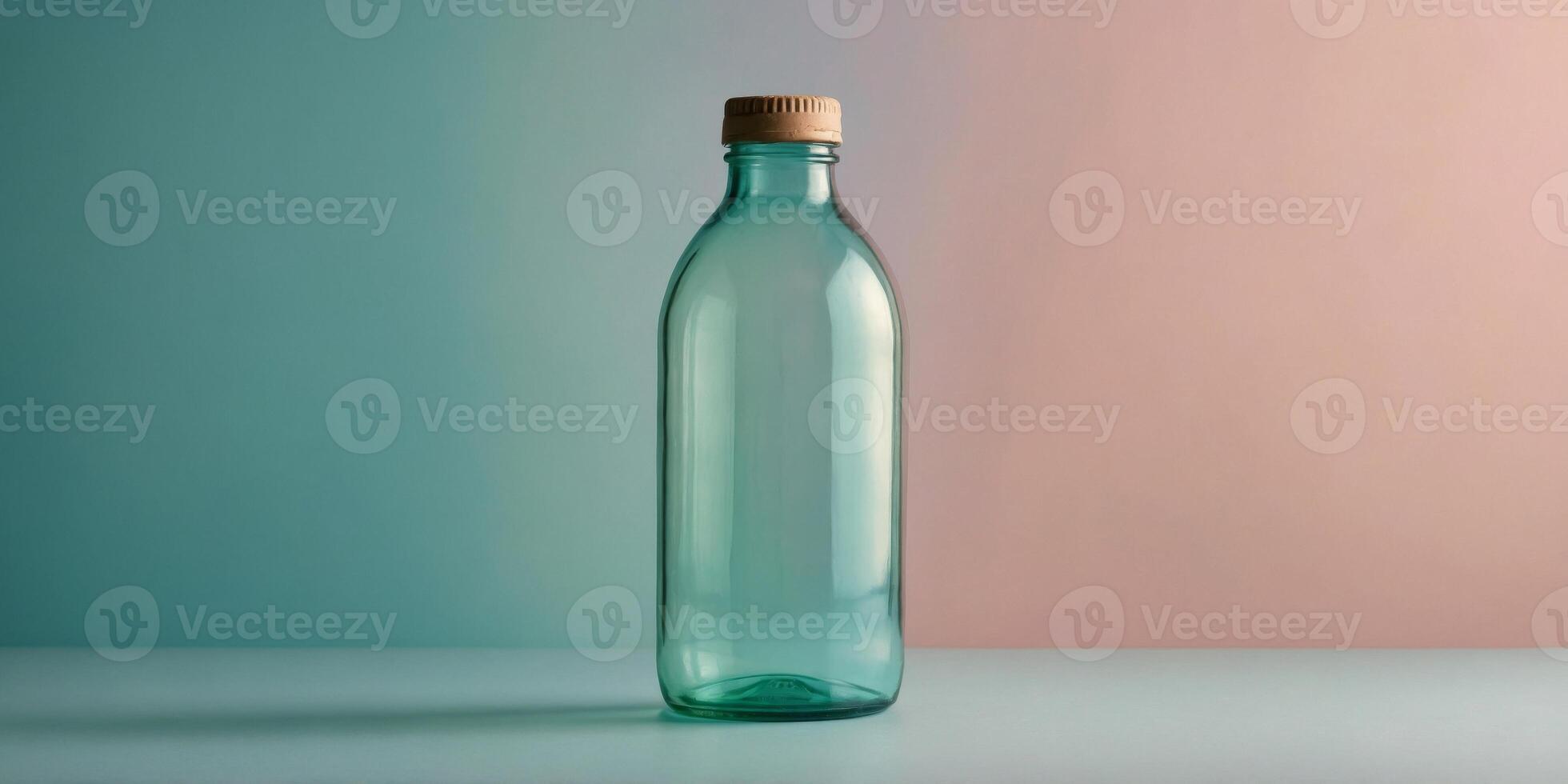 Minimalist bottle with shadows on a pastel background. photo