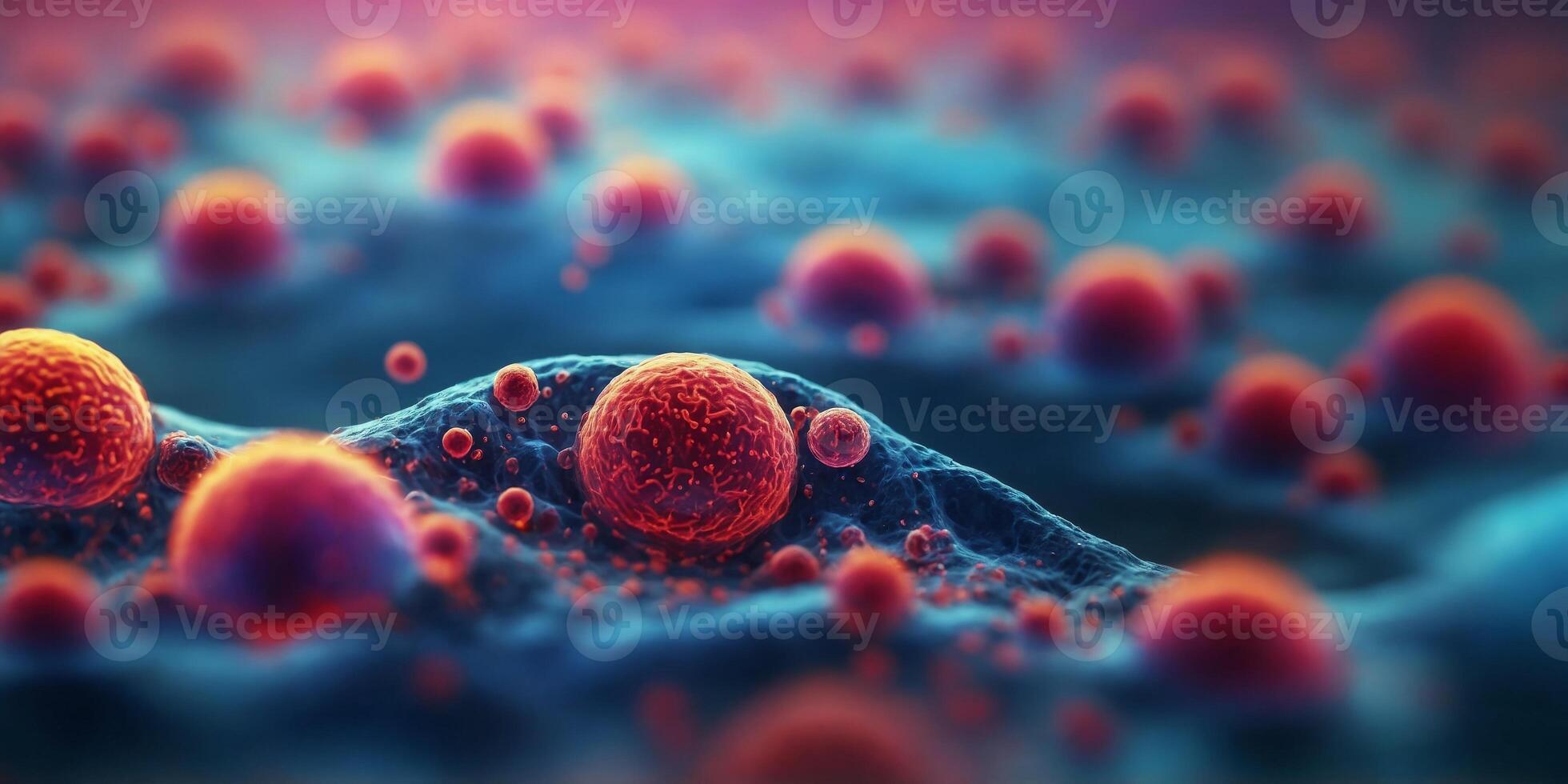 Human cell or Embryonic stem cell microscope background. photo
