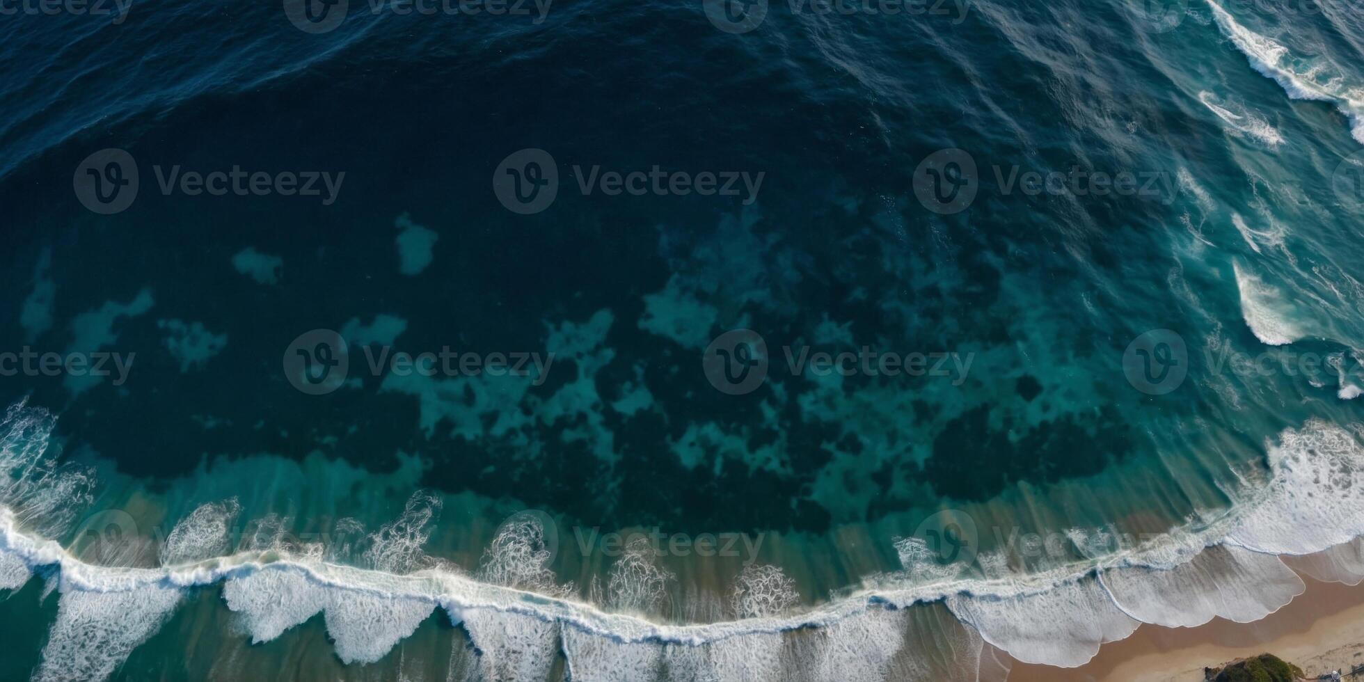 Top down view of the middle of the ocean from a high distance. photo