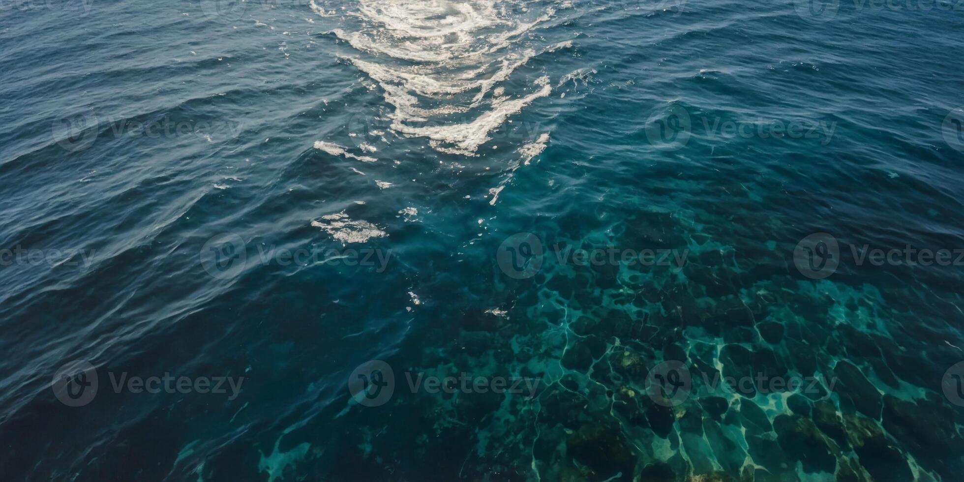 Top down view of the middle of the ocean from a high distance. photo