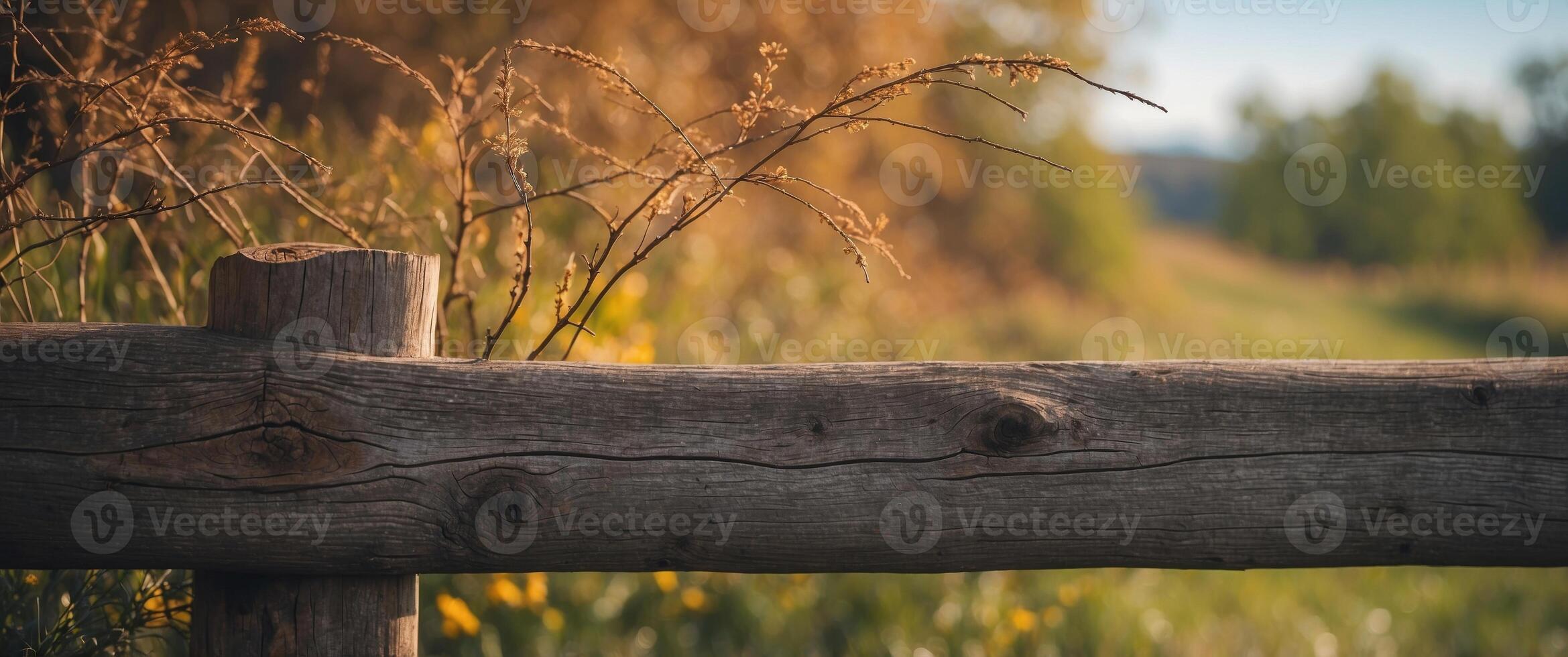 Old wooden wicker fence made of twigs in the countryside. photo