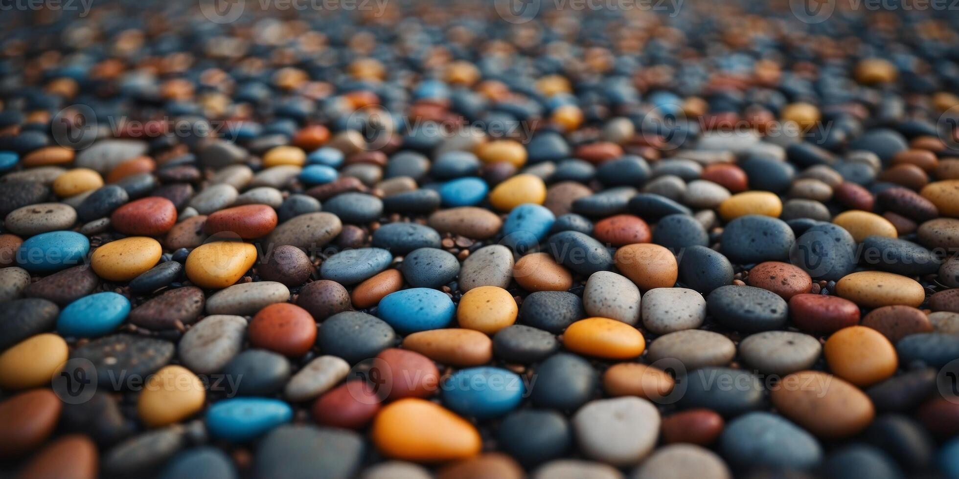 Cobblestones form an intricate geometric design on the ground. photo
