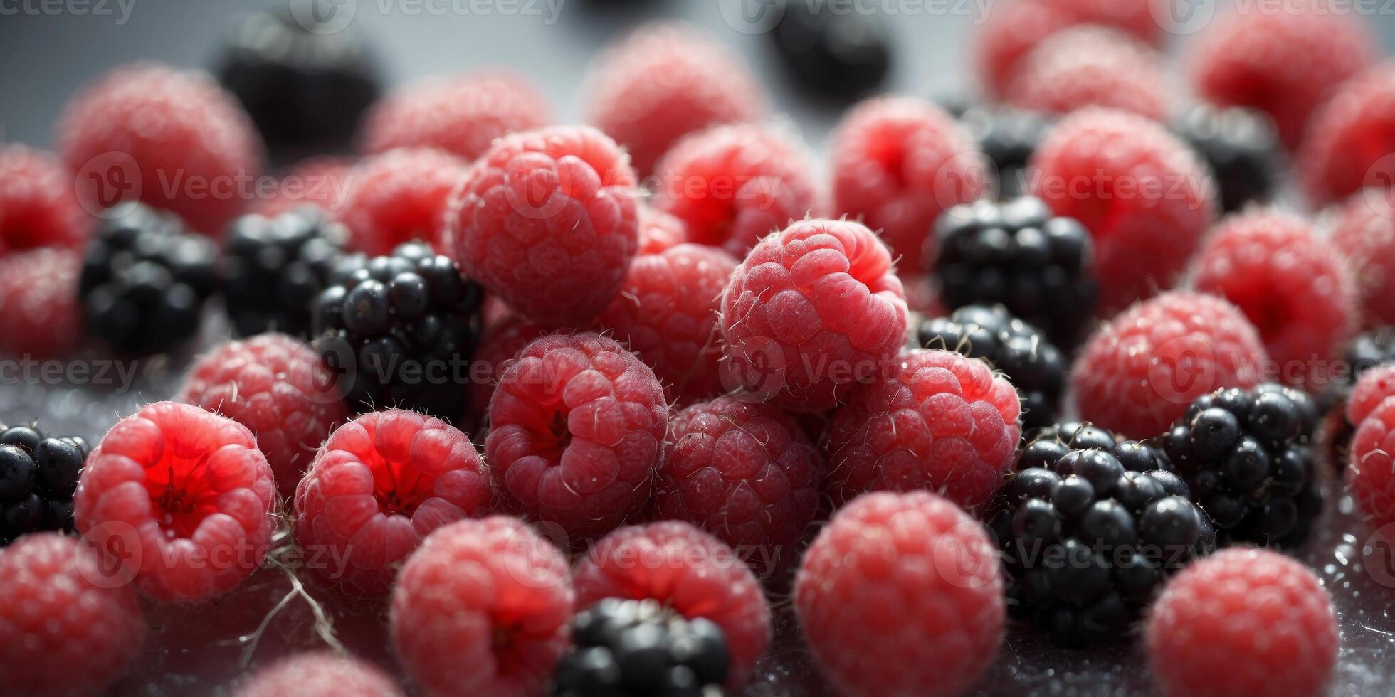frozen mixed heirloom raspberries and blackberries. photo