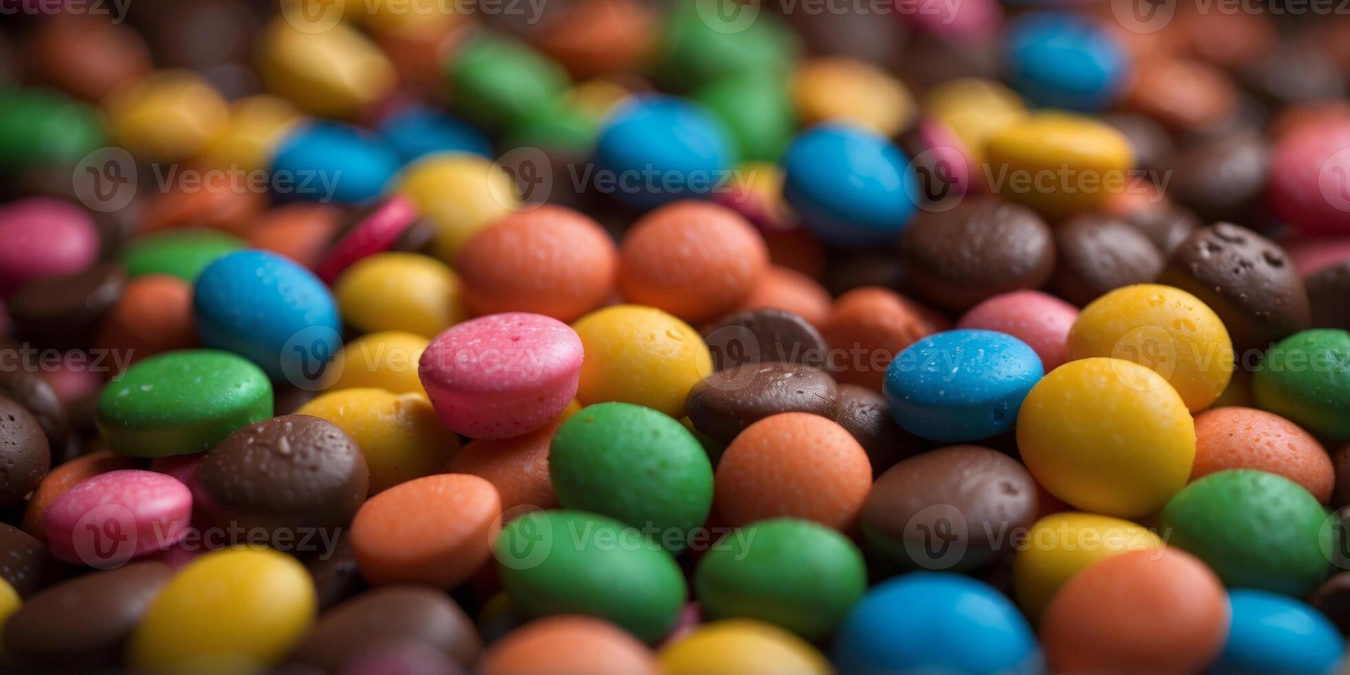 Close-up of colorful candy-coated chocolates. photo