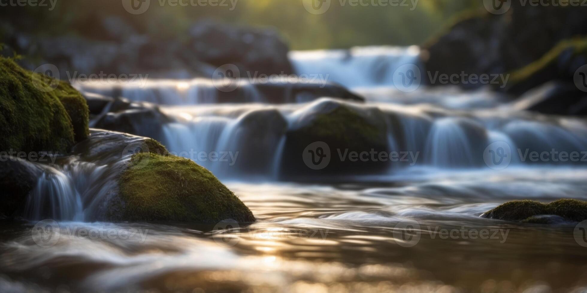 A waterfall emerges from the heart of this river. photo