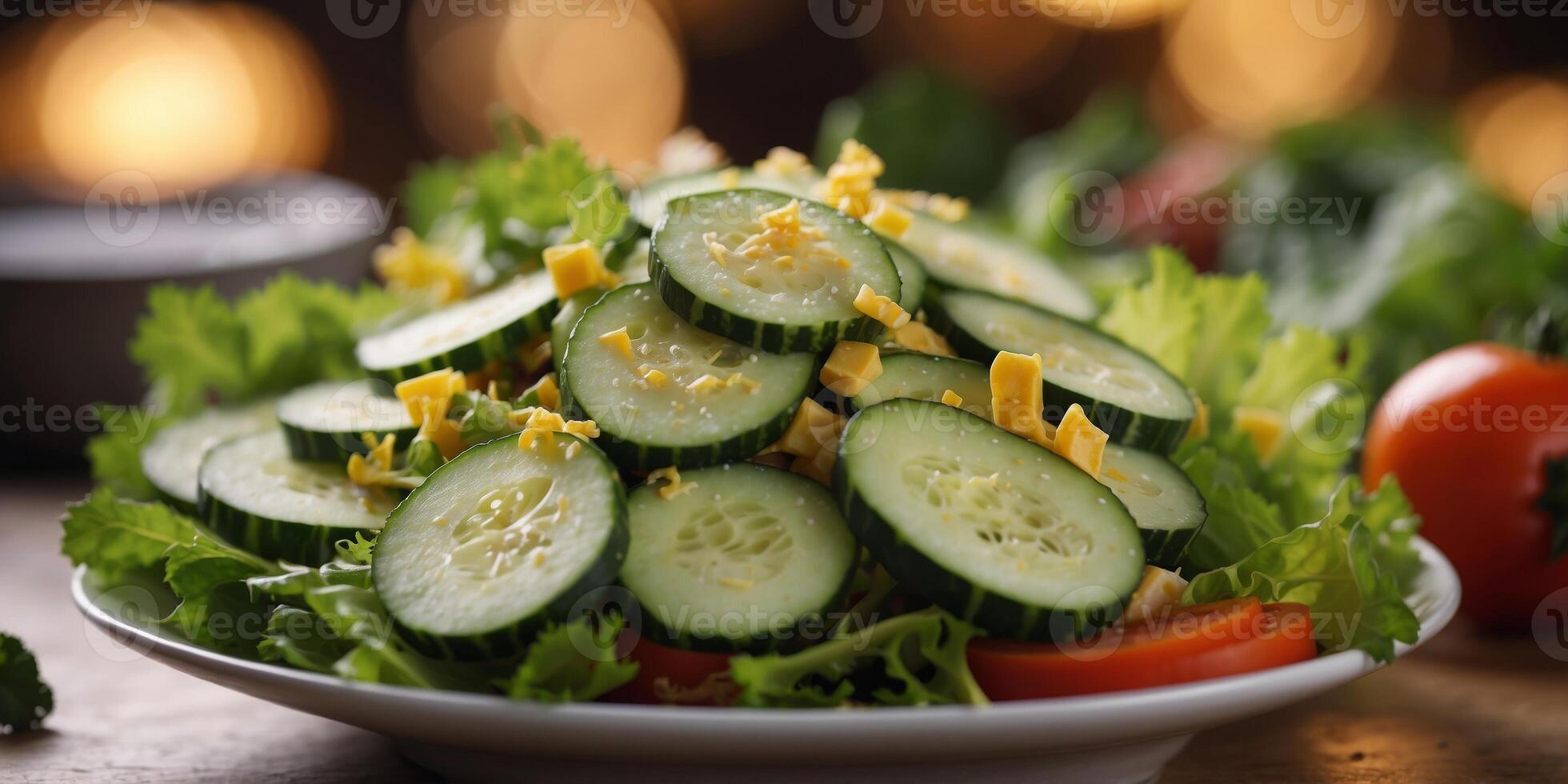 Salad food made with cucumber and cheese. photo