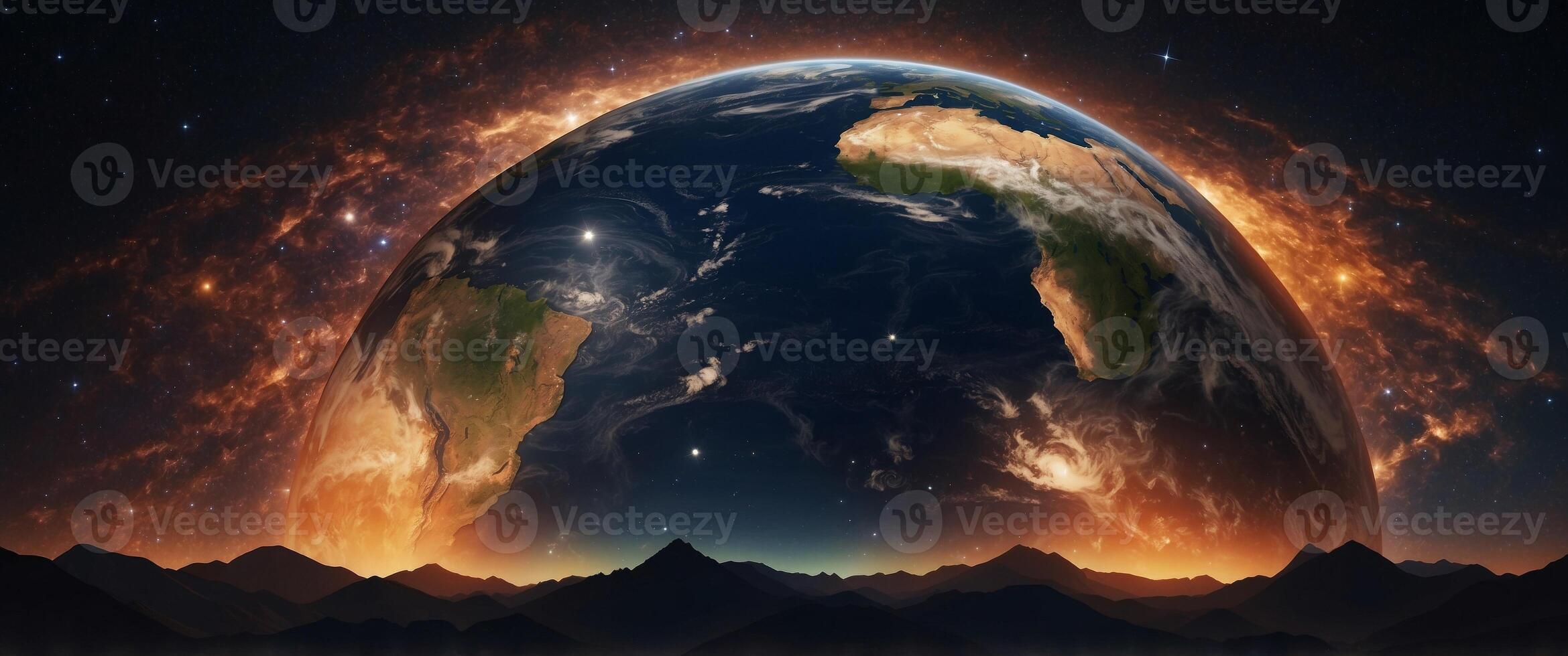 Negative space image of Earth created by stars in the night sky minimalist. photo