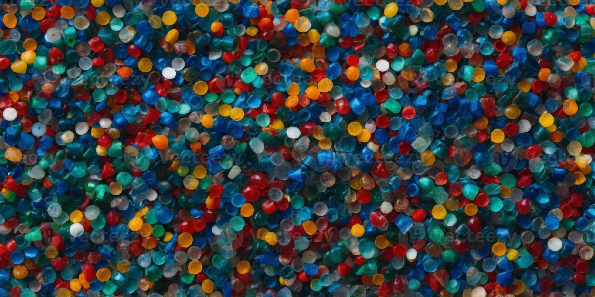 New material from recycled crushed plastic. photo