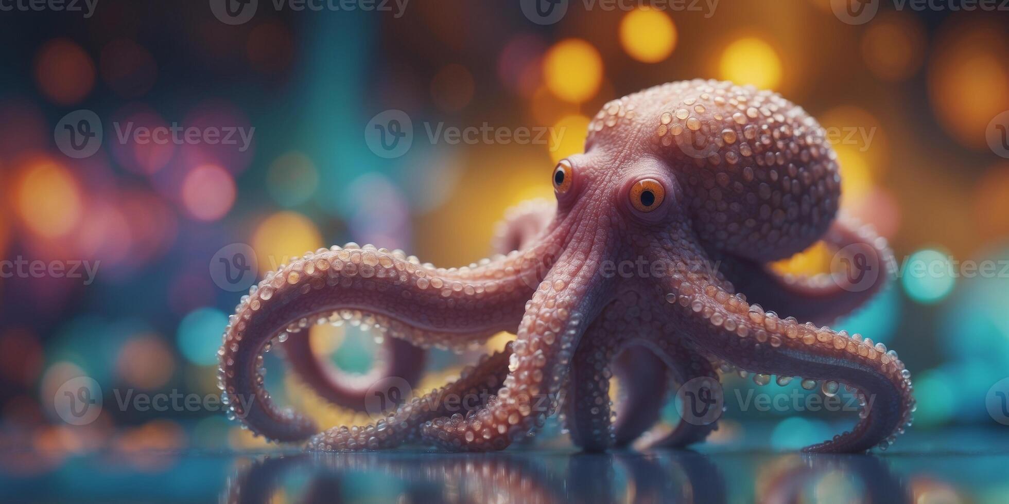 Psychedelic Octopus in a Whimsical World. photo