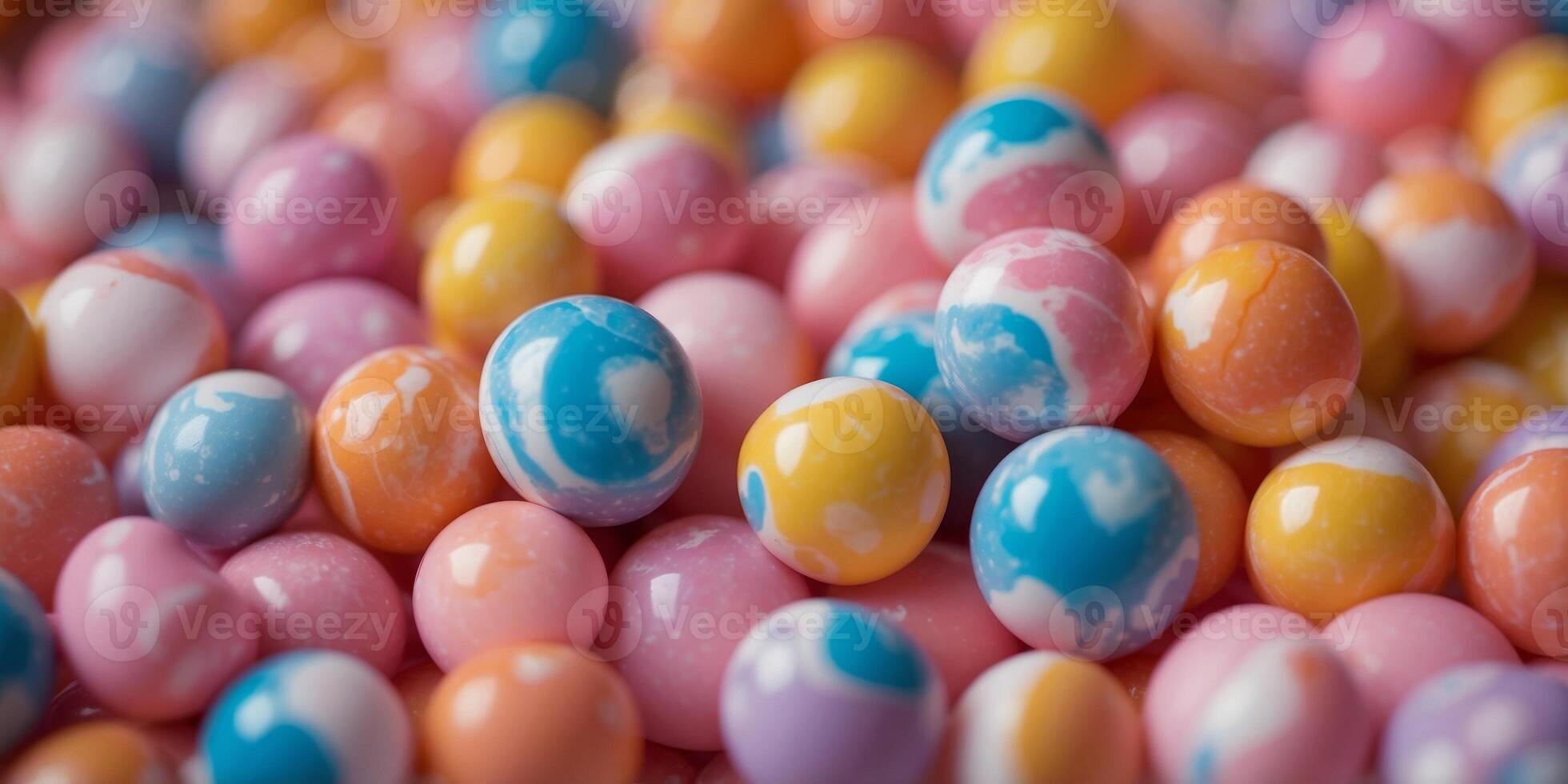 Colorful Marble Effect Candies on Pink Surface. photo