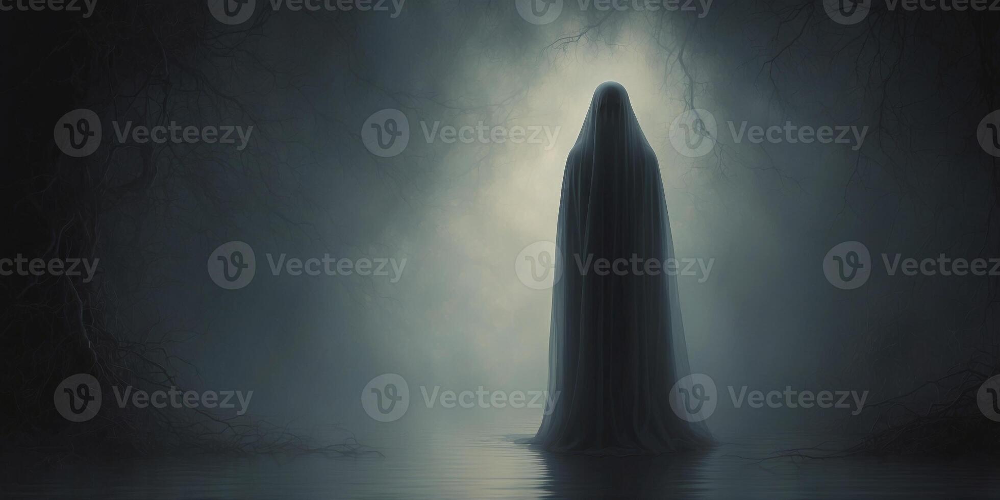 In the depths of a virtual world lies a shadowy supernatural art gallery, shrouded in mystery and intrigue. photo
