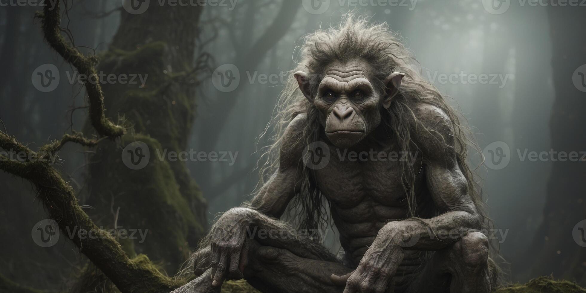 un luminosamente enigmático Troll, sus retorcido formar bañado en un de otro mundo resplandor ese pistas a incalculable misterios. foto