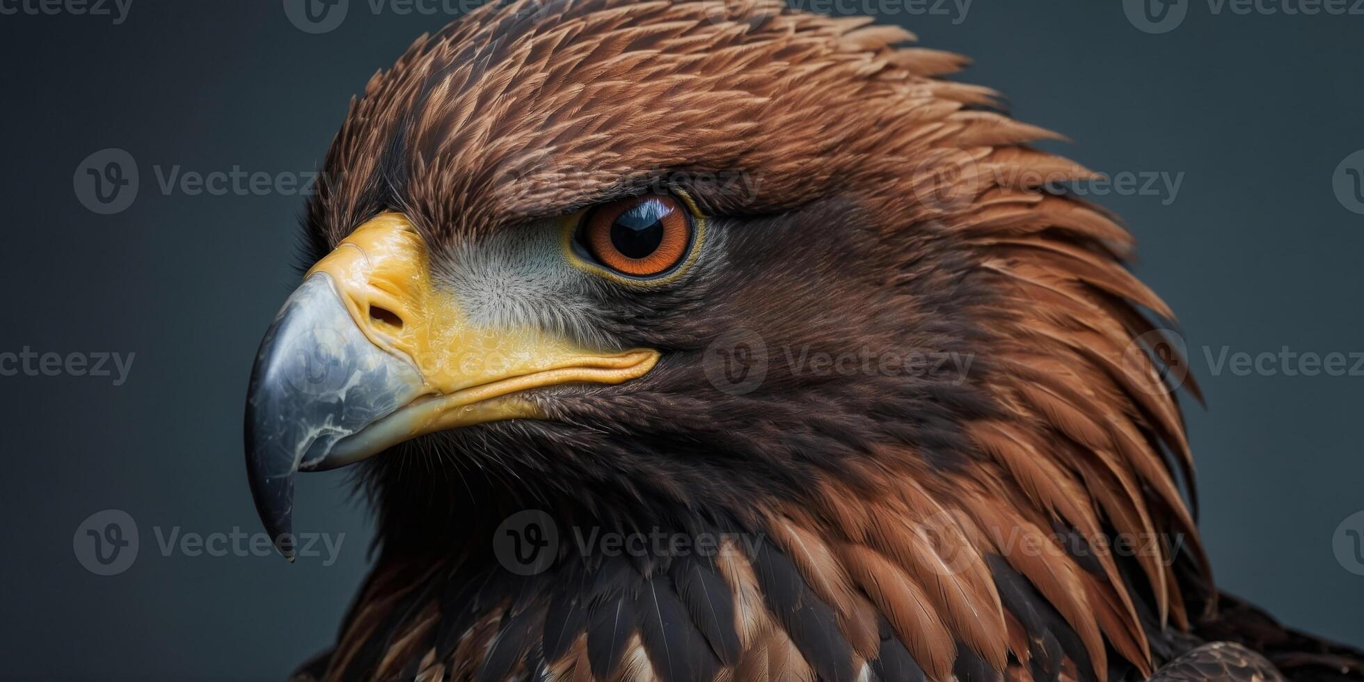 A colorful eagle head on a black background. photo