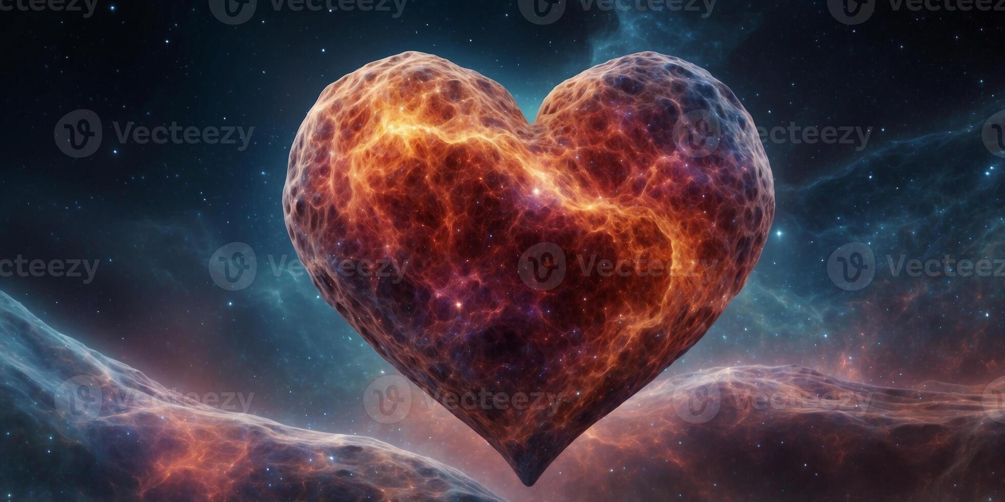 Valentine's Day cosmic heart nebula in a starry space. photo