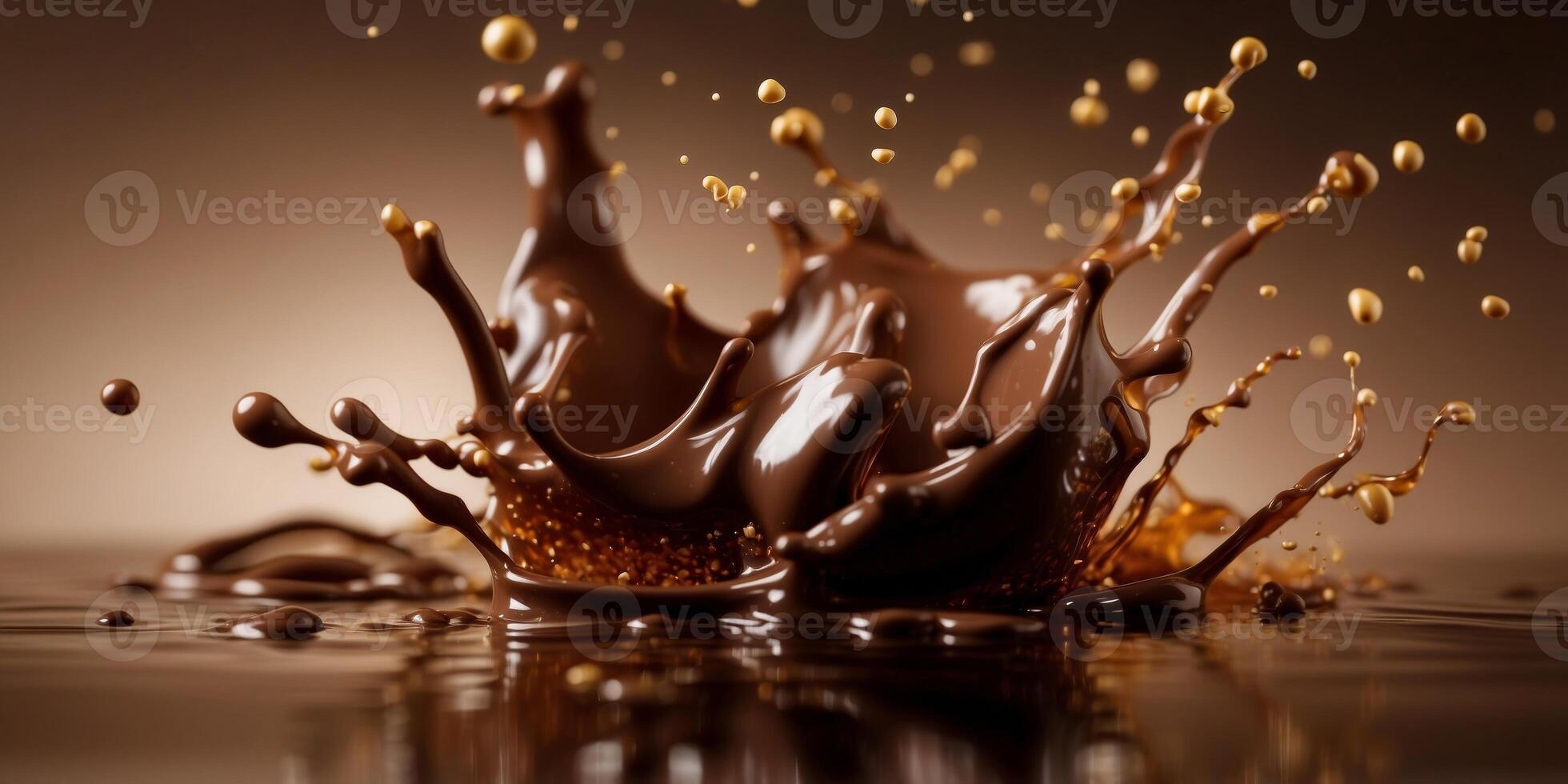 Splash of molten chocolate creating dynamic shapes. photo