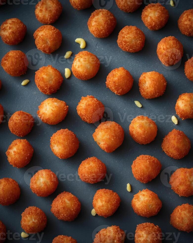 Delicious Crispy Fried Cheese Balls with Tomato Sauce. photo