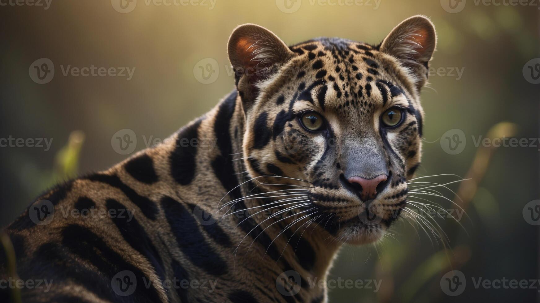 Graceful Silhouette of a Clouded Leopard - Wildlife Art for Educational Posters and Nature Conservation Projects. photo