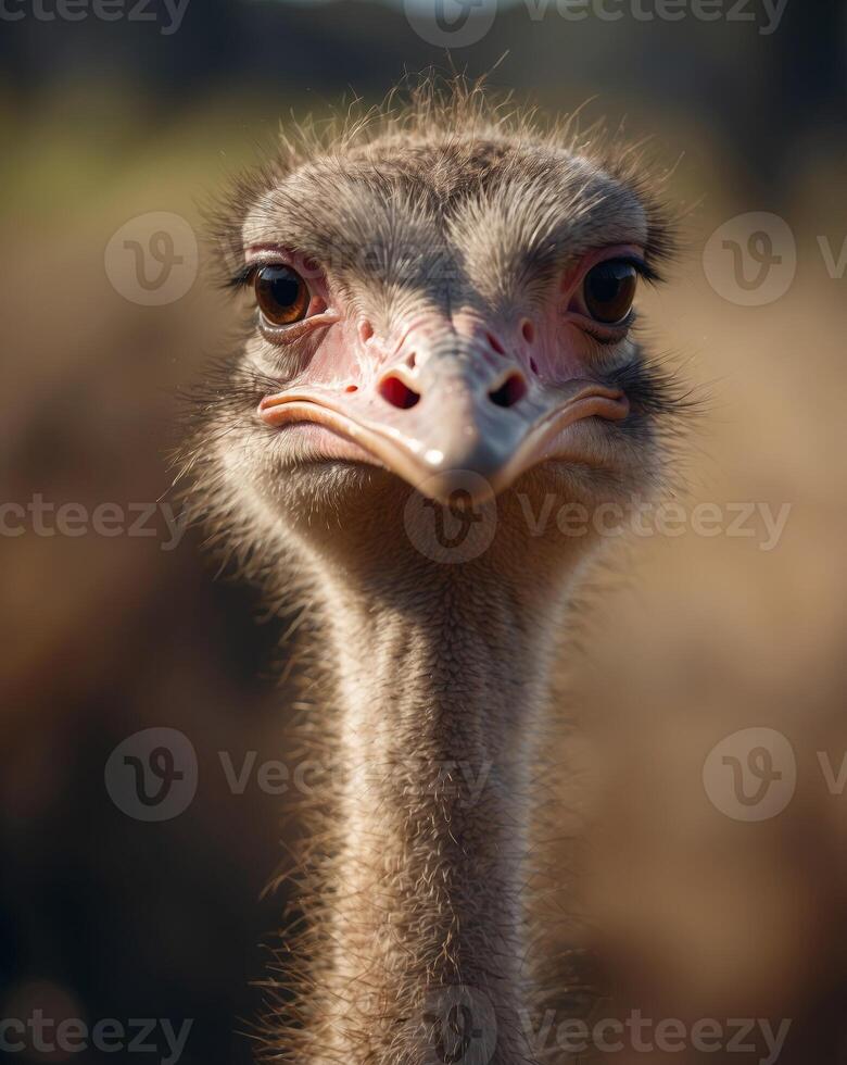 Closeup of an ostrich in australia wildlife safari. photo