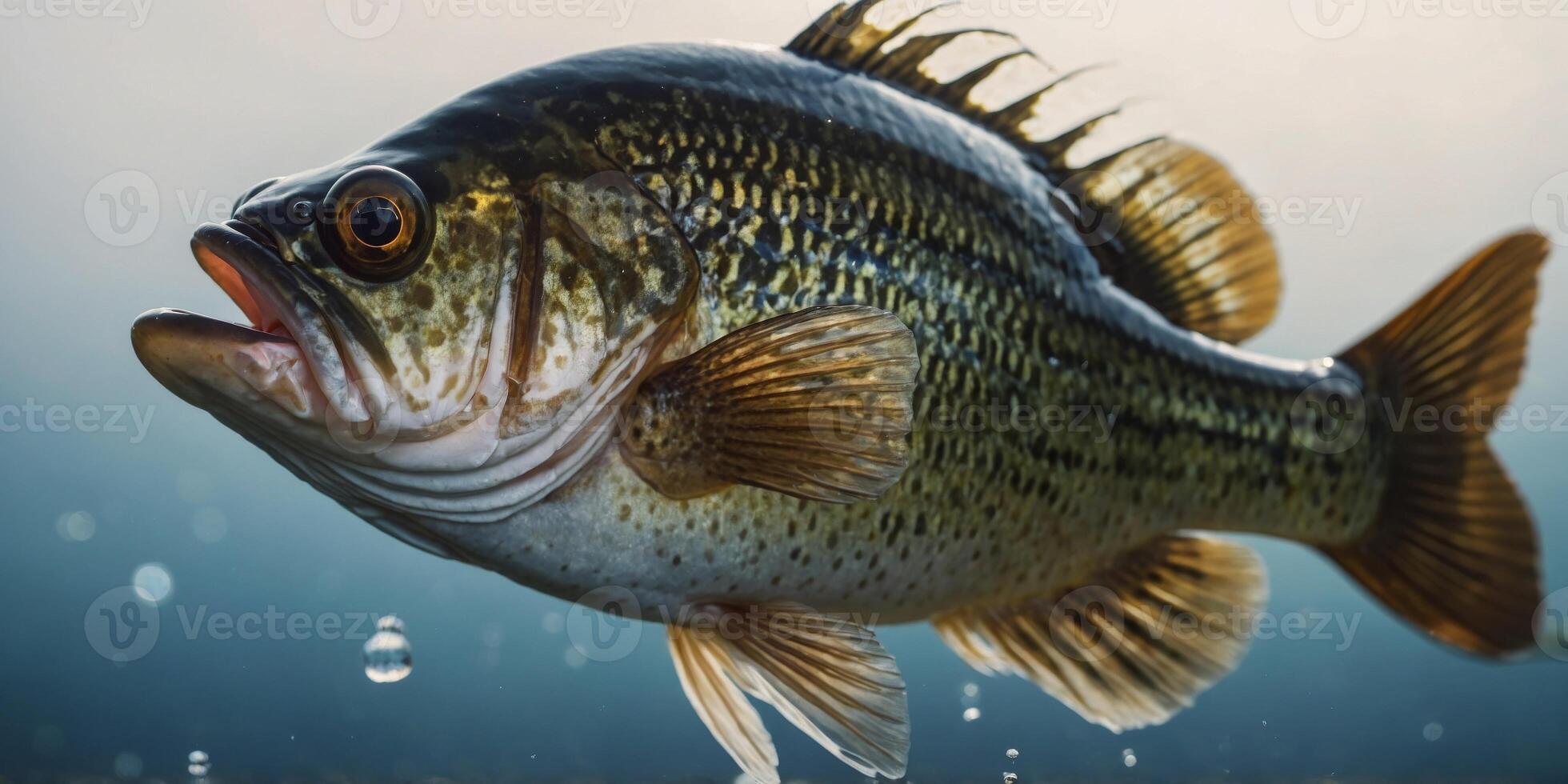 cool bass fish sporting sunglasses and a very relaxed expression. photo