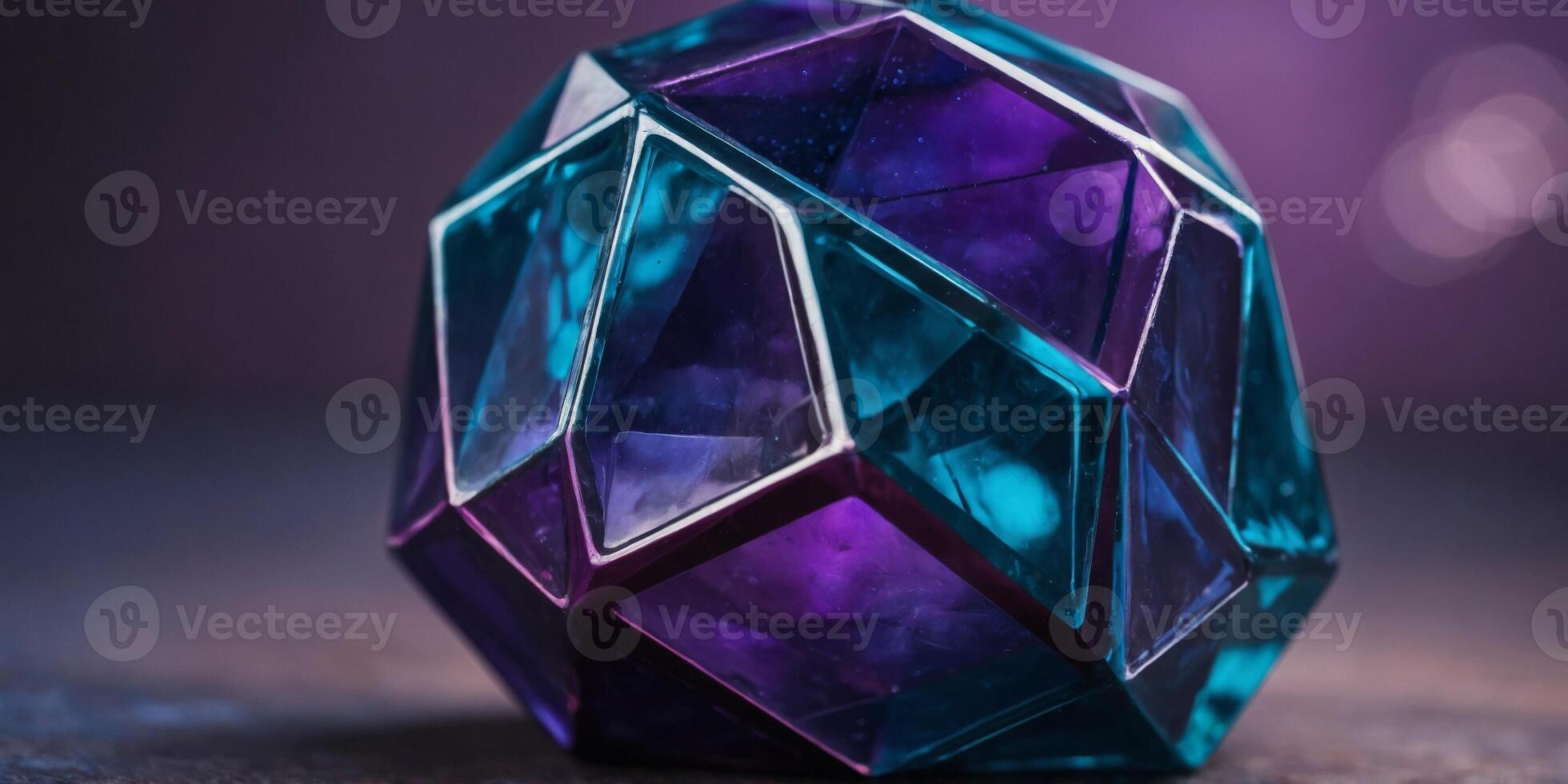 Geometric shape in blue and violet colors. photo