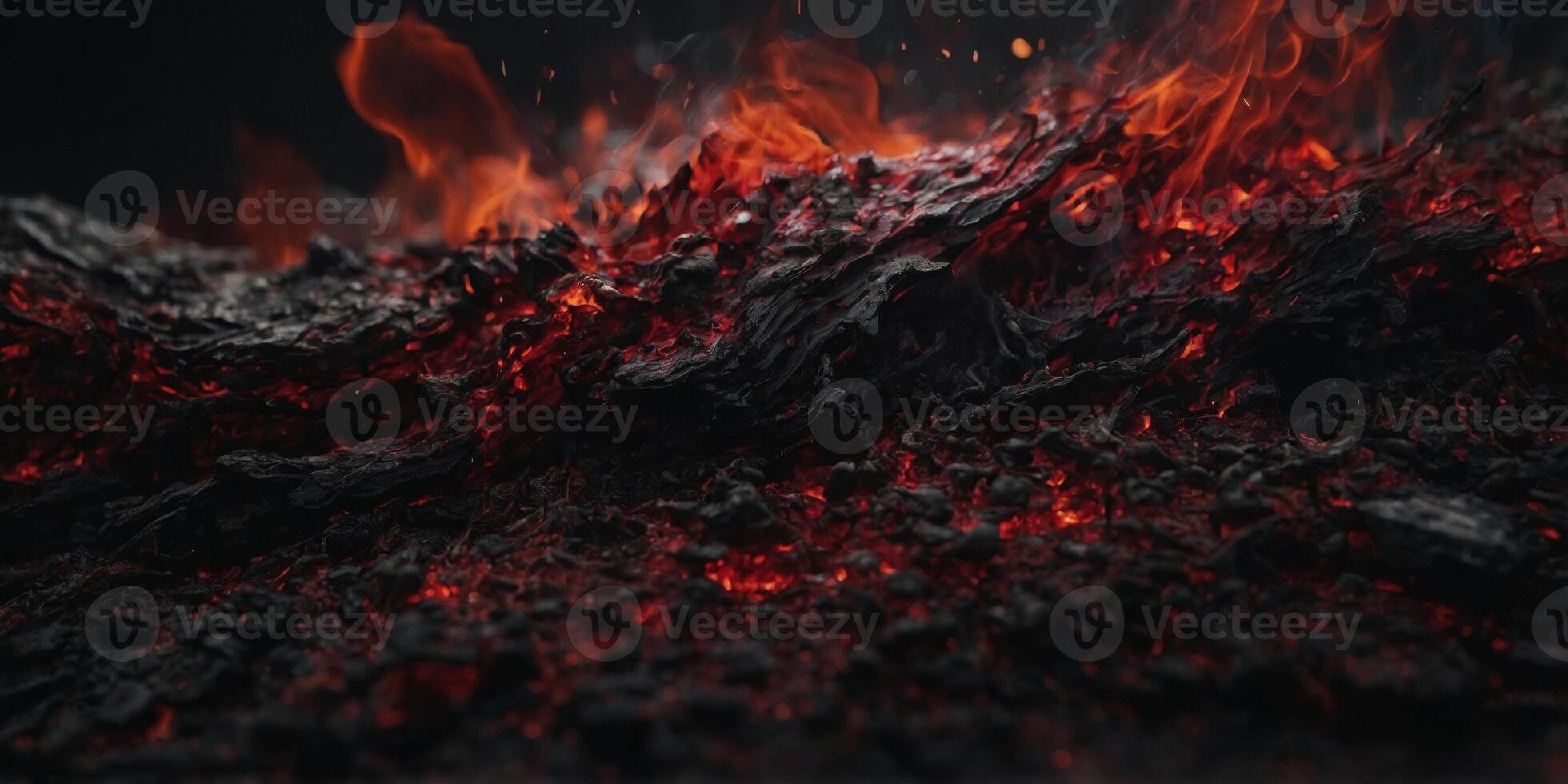 a close up of black and red colored burn. photo