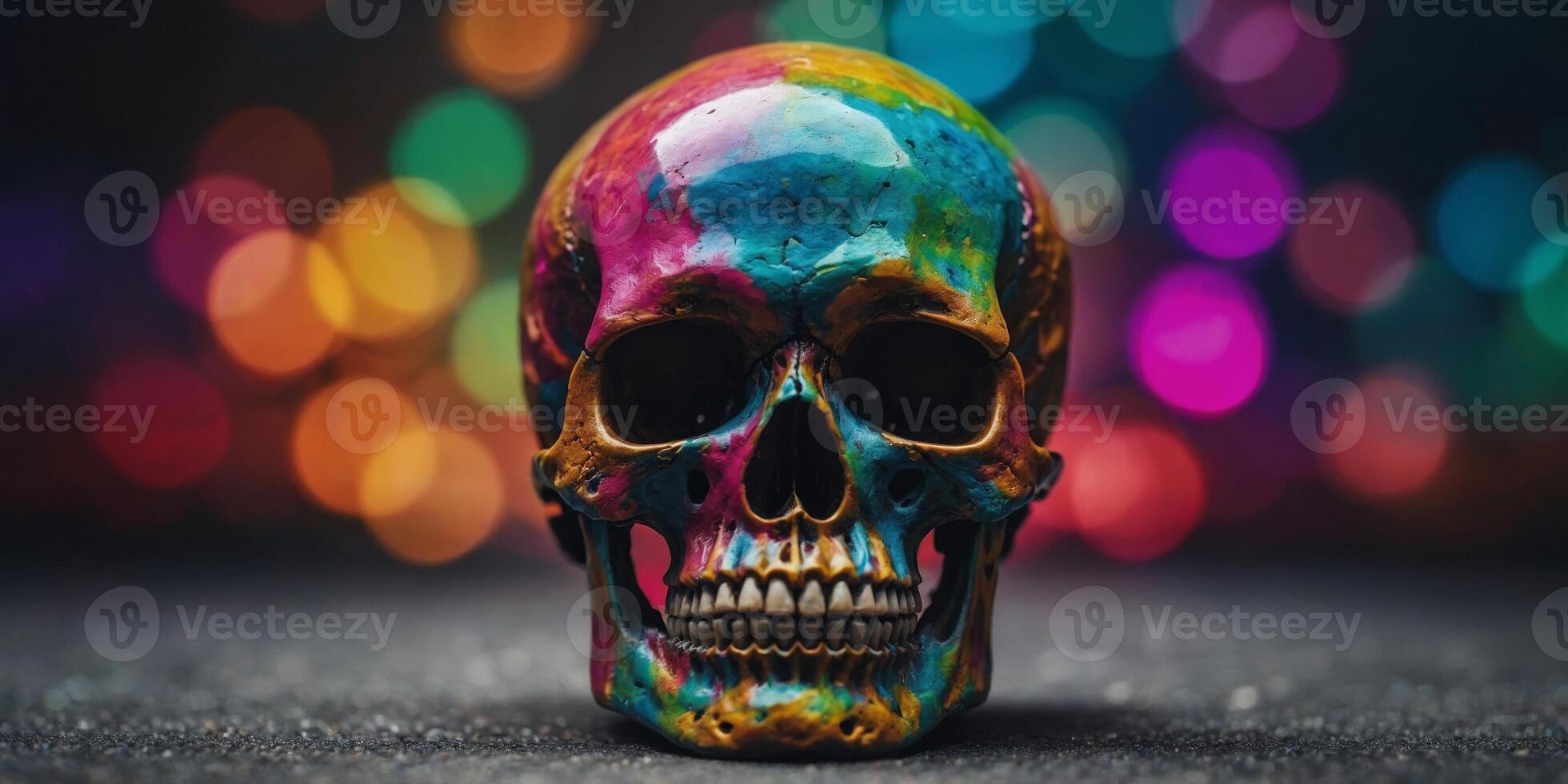 A colorful background with a skull on it. photo
